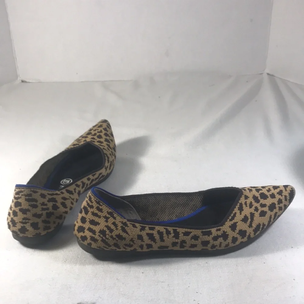 Rothy's Women’s Leopard Print The Point Retired Flats in Tan and Black Size W7.5